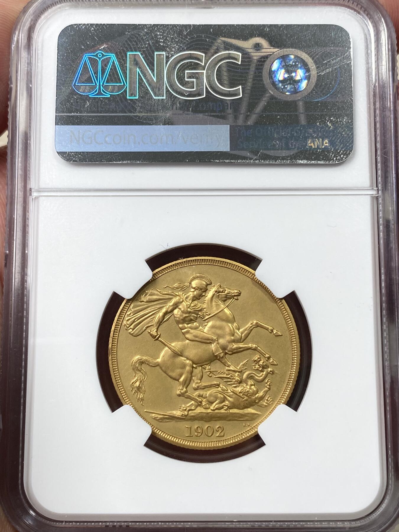 万国钱币拍卖第058期（万国新年大拍） NGC PF63 1902年英国爱德华七世精制2索维林金币 丝滑精制磨砂MATTE工艺使币面散发出柔和舒适的光泽 15.98g 917金