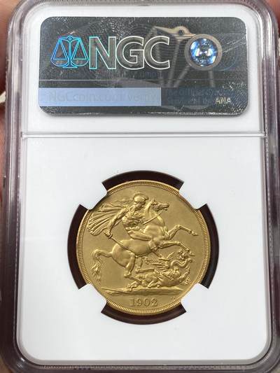 万国钱币拍卖第058期（万国新年大拍） NGC PF63 1902年英国爱德华七世精制2索维林金币 丝滑精制磨砂MATTE工艺使币面散发出柔和舒适的光泽 15.98g 917金