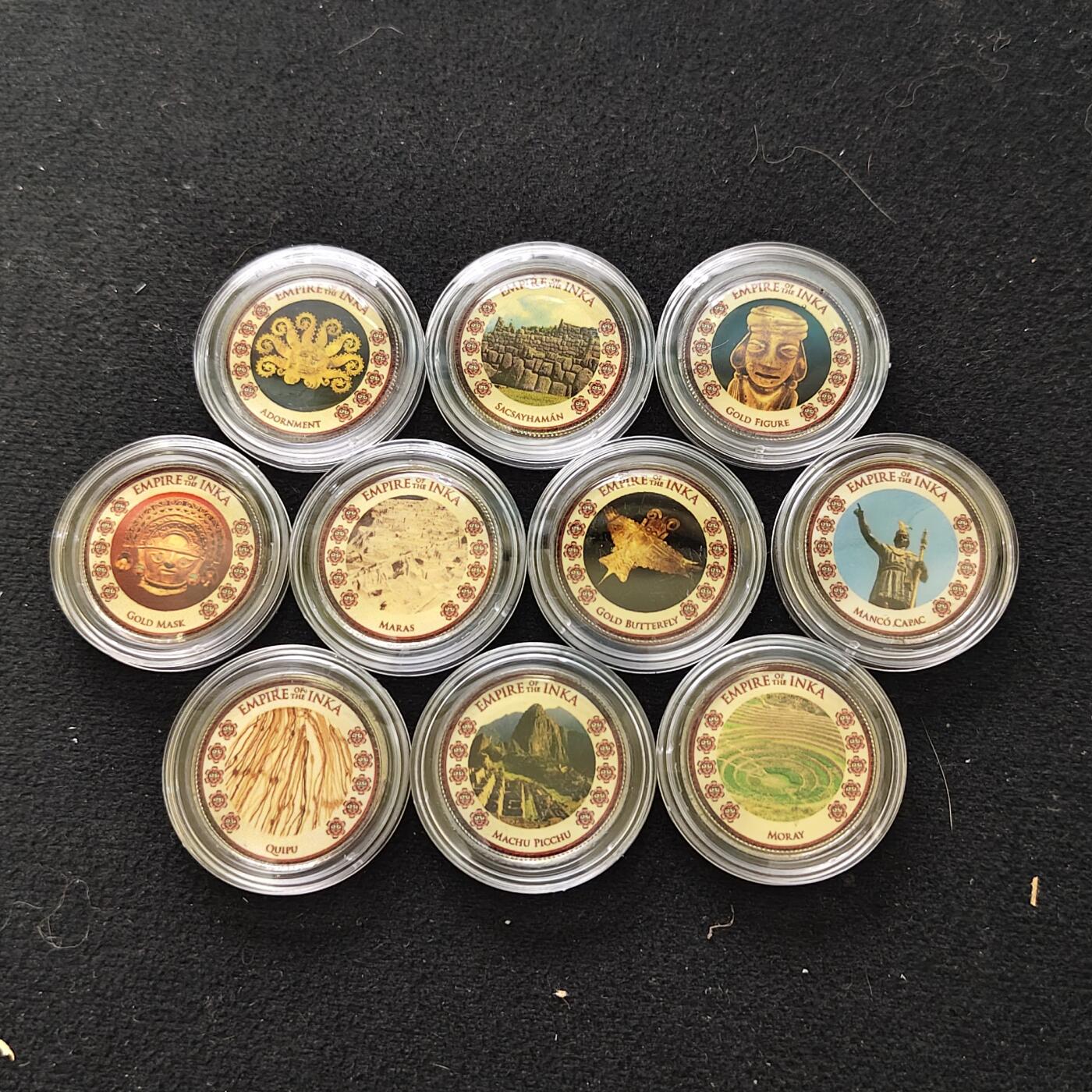 【全场包邮】纯粹捡漏拍489场（免费代拍第26场） 【收藏品】古代文明帝国系列印加帝国彩色覆盖原币10枚纪念套装-盒证全-量5000