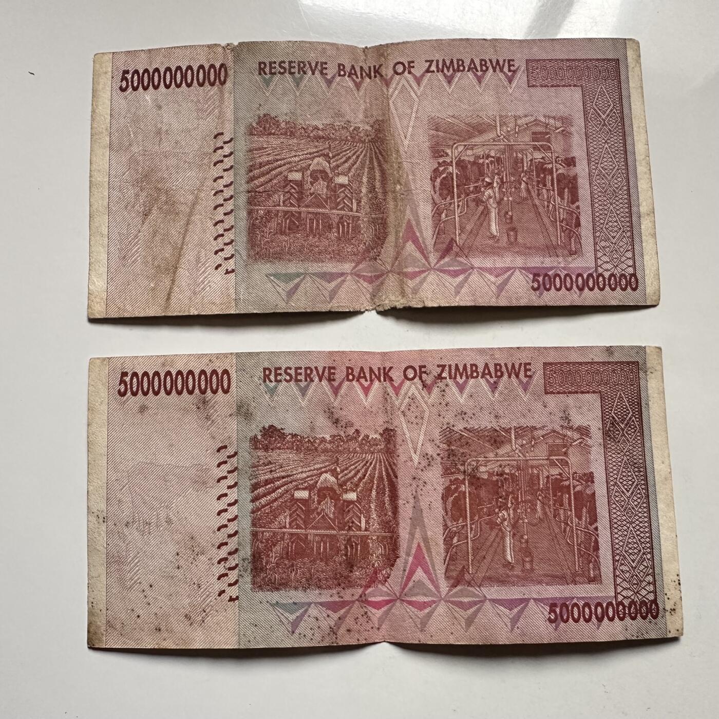 🌹外币初藏🌹🐯2025年第145场  每周二四六晚8️⃣点 接代拍 津巴布韦2008版50亿2张 —12