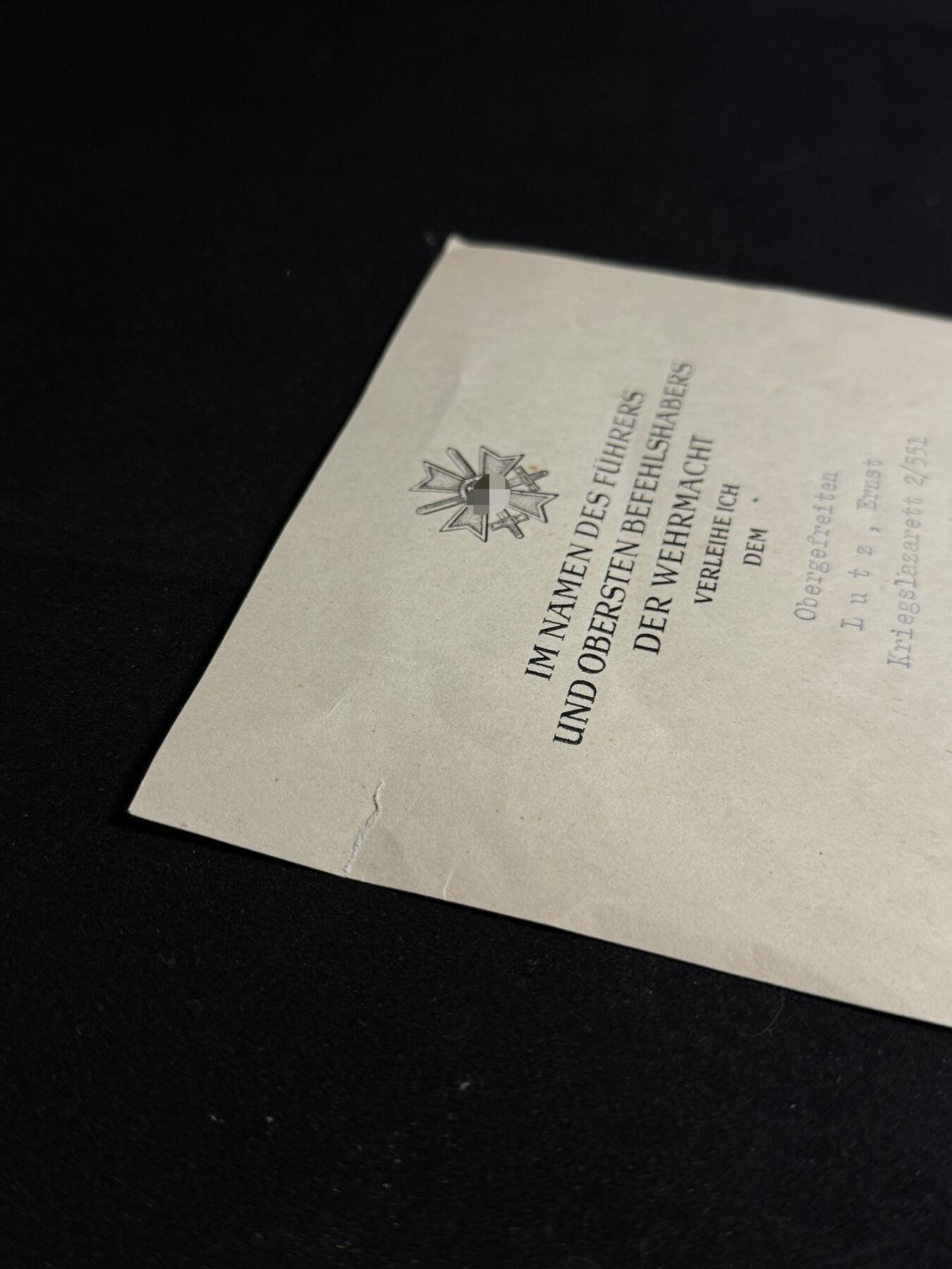 欢庆元旦！戎马世界章牌大赏第109期元旦大拍 铭记历史，珍爱和平！德国二战战功十字勋章证书