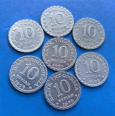外国优质老铜币高银银币，周六九点倒数截拍，满百包邮，持续收拍 - 印度尼西亚10卢布纪念币7枚