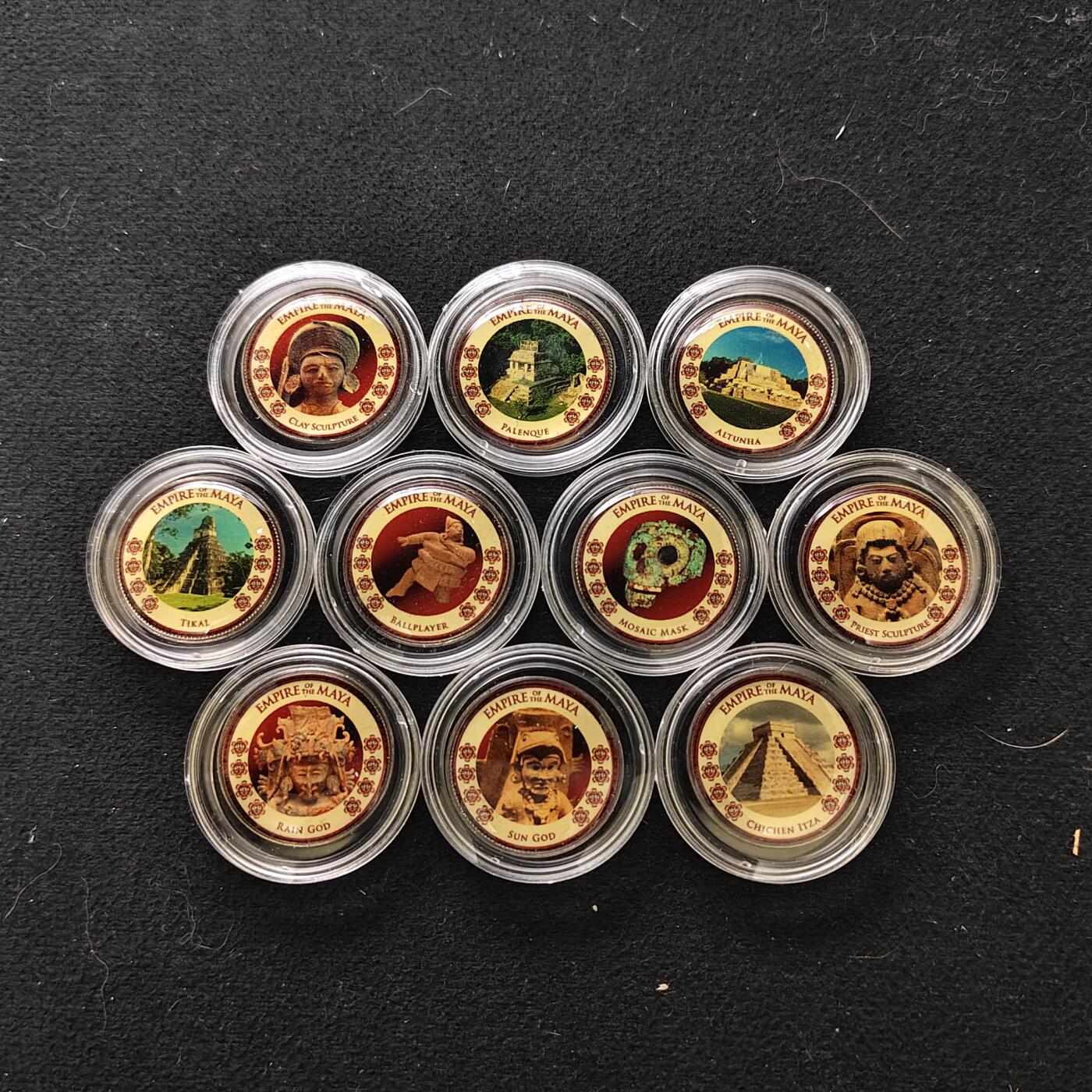 【全场包邮】纯粹捡漏拍489场（免费代拍第26场） 【收藏品】古代文明帝国系列玛雅帝国彩色覆盖原币10枚纪念套装-盒证全-量5000