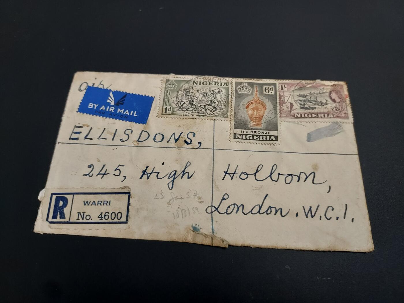 博彦收藏    12月29日 8点 邮票专场 全场包邮 非洲尼日利亚 实寄挂号信一件