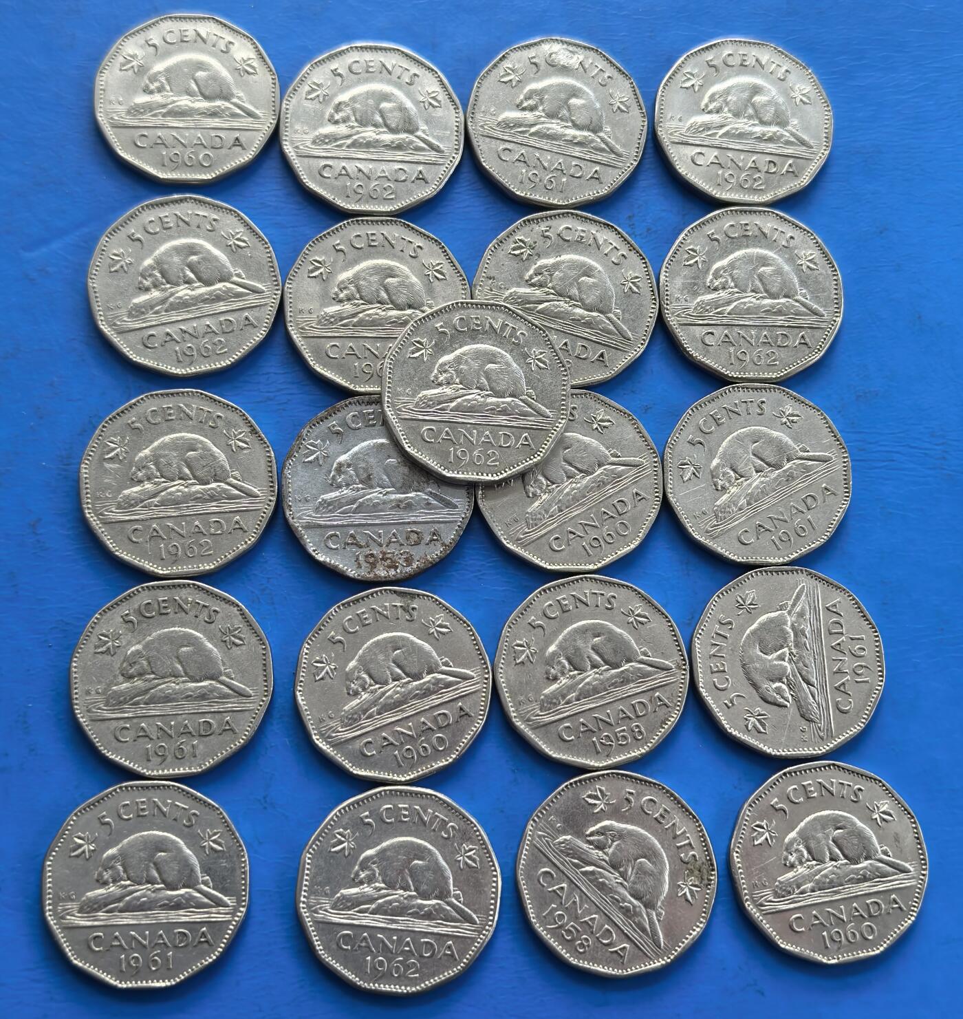 外国优质老铜币高银银币，周六九点倒数截拍，满百包邮，持续收拍 加拿大5分21个