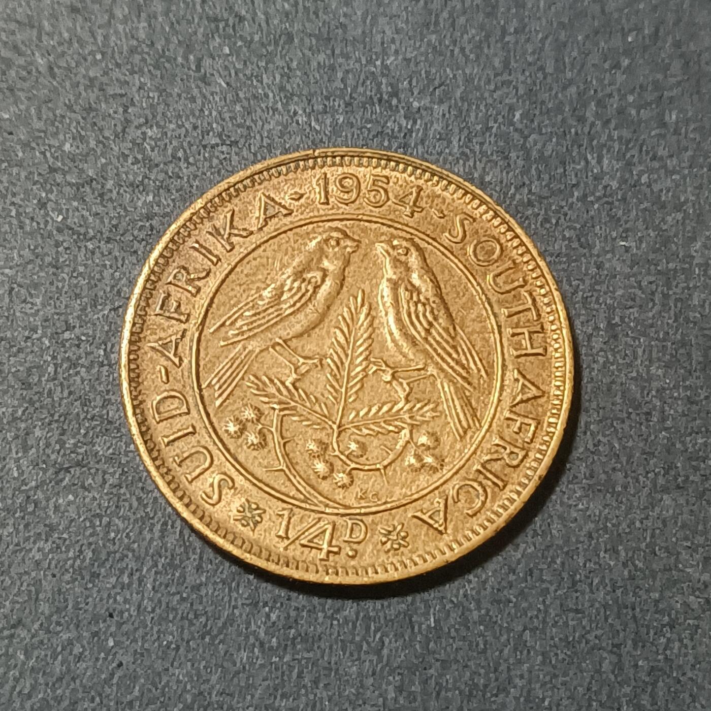 【游宝包邮场】蛇年第102期 英系国家硬币 南非-1/4便士 1954年