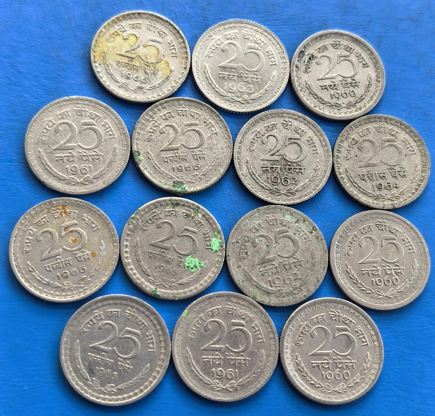 外国优质老铜币高银银币，周六九点倒数截拍，满百包邮，持续收拍 印度60年代25派沙14个