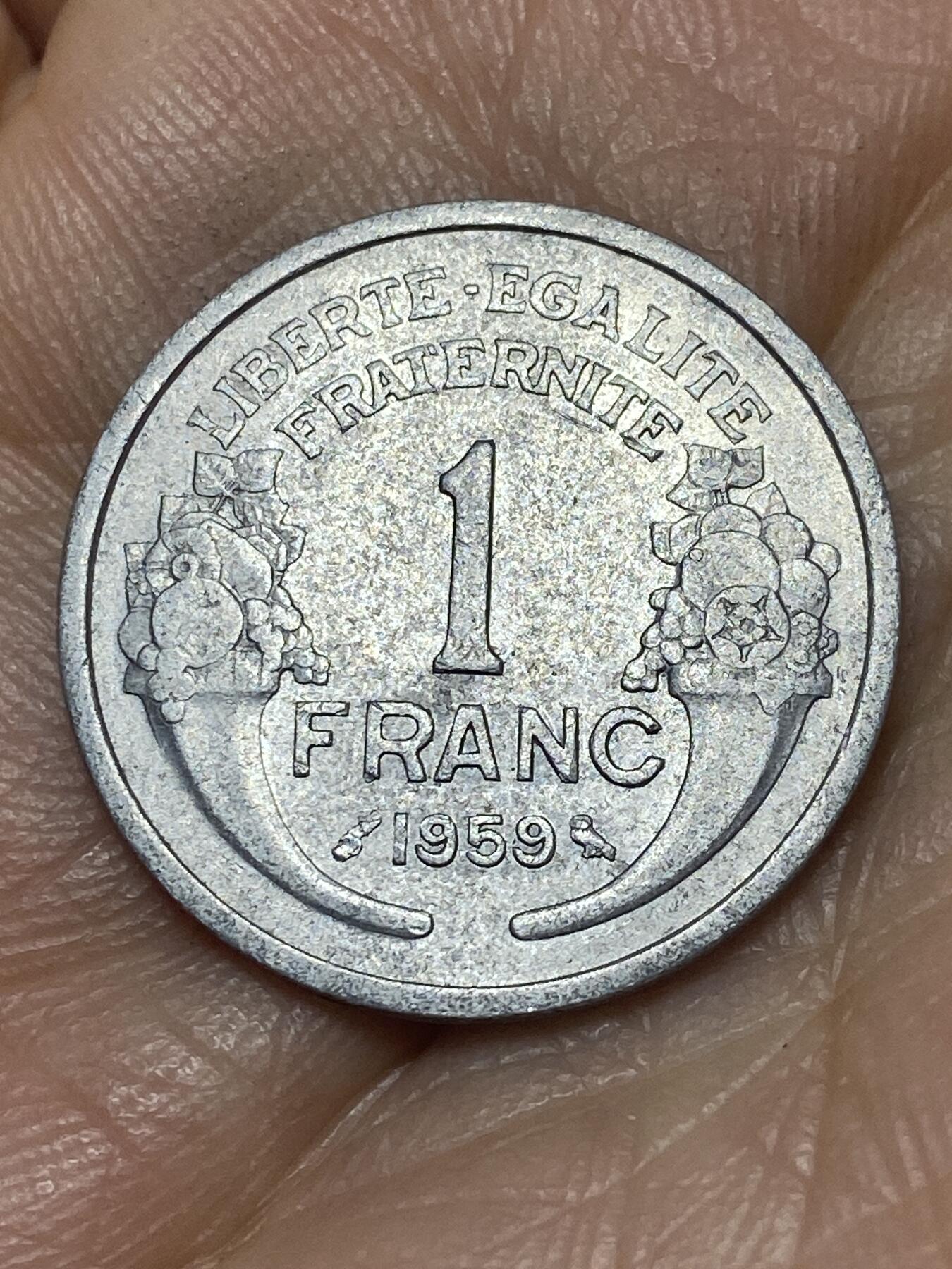 2025年第一百四十场(总第一百六十六场）外国好品散币场(免佣金) 法兰西第四共和国1959年1法郎(关门年，owl–猫头鹰标)