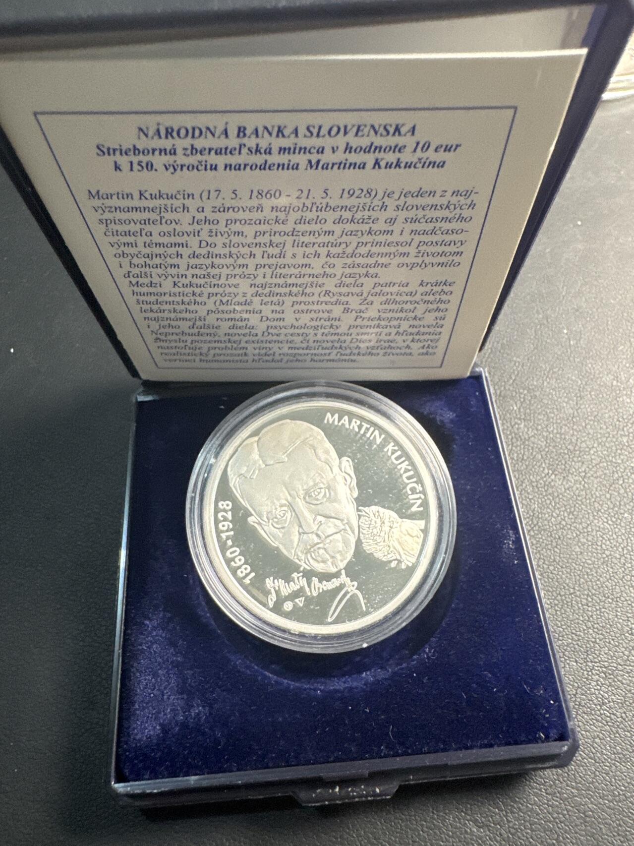 ❤️【币观天下】❤️ 第336期钱币拍卖- 2025.12.26周五晚上6点半场-长期征集拍品 斯洛伐克2010年著名作家马丁库钦诞辰150周年精制纪念银币