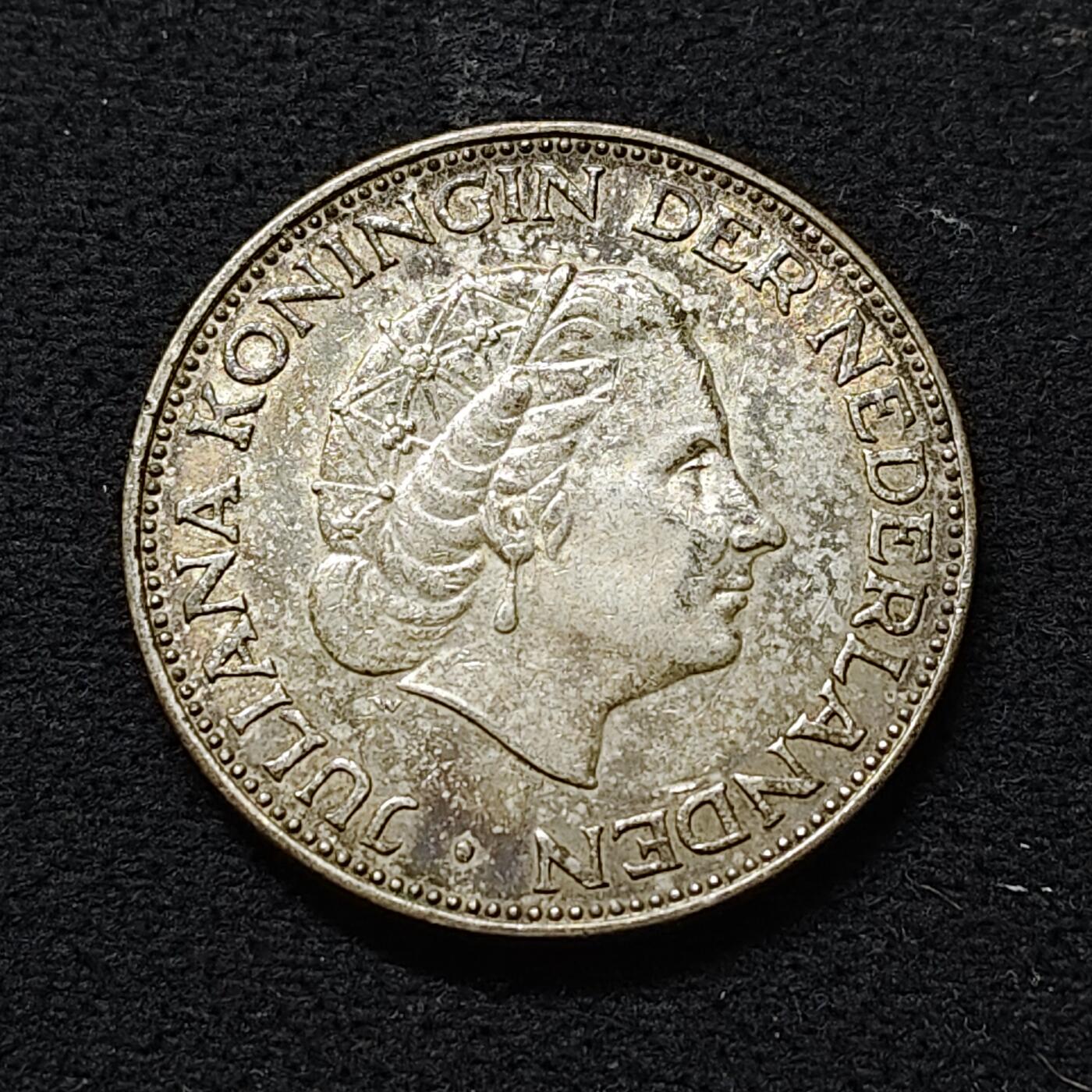 【全场包邮】纯粹捡漏拍489场（免费代拍第26场） 荷兰1960年朱莉安娜2½盾（33毫米15克）银币