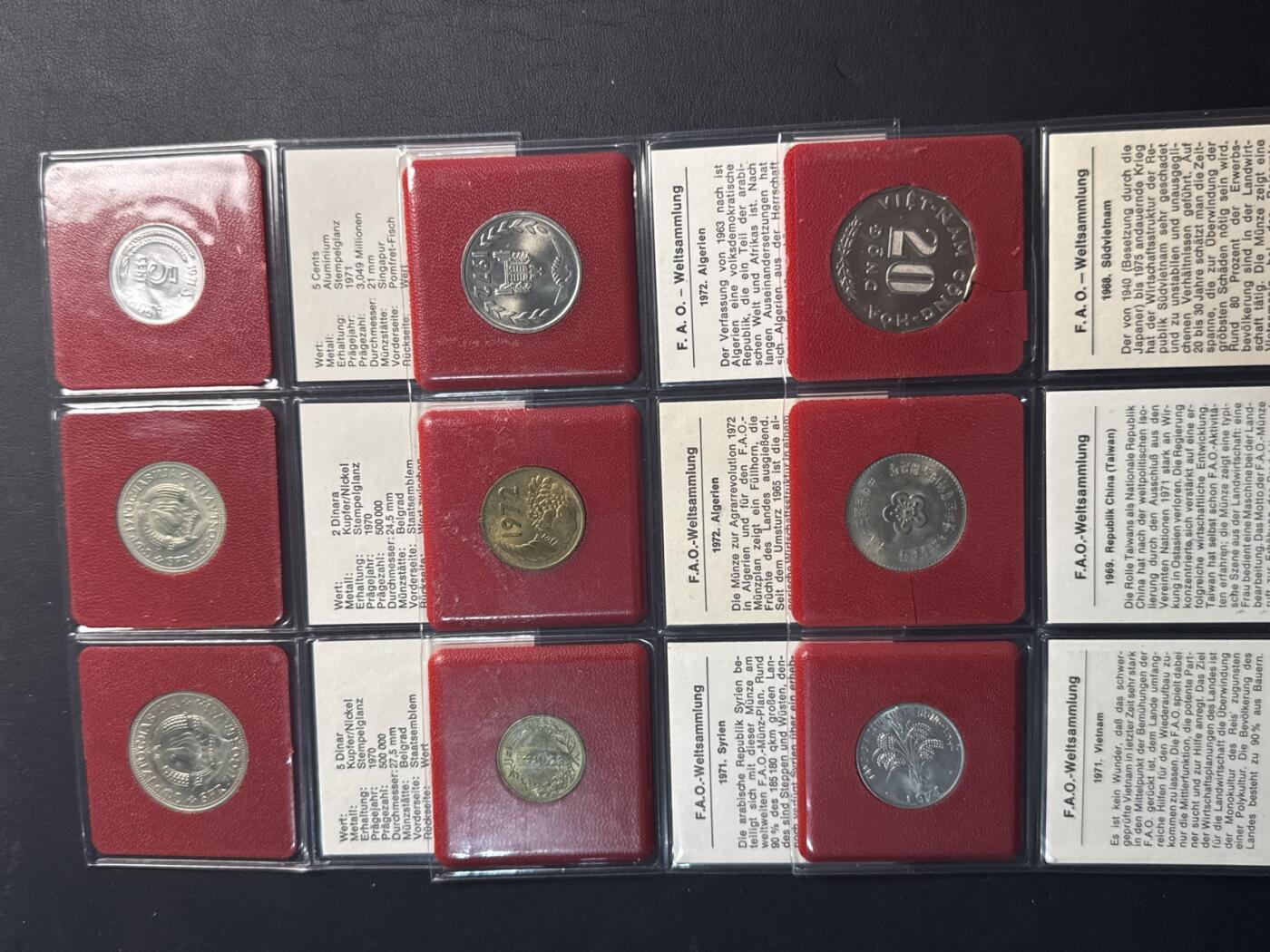 ❤️【币观天下】❤️ 第336期钱币拍卖- 2025.12.26周五晚上6点半场-长期征集拍品 各国FAO纪念币9枚带证书