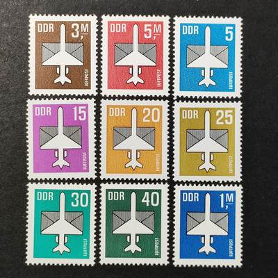 ↓君缘收藏691期☞钱币邮品↓无佣金、可寄存、满30元包邮  - 德国邮票东德，1982-87年风格化的飞机与信件(第1-5组)航空邮票5套9全