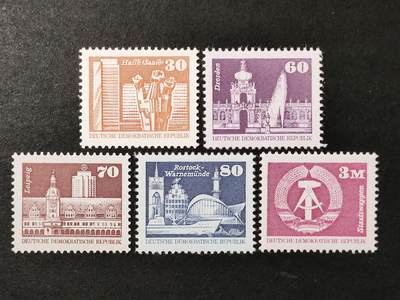 ↓君缘收藏691期☞钱币邮品↓无佣金、可寄存、满30元包邮  - 德国邮票东德，1981年东德的建设 城市建筑古迹邮票4套5全