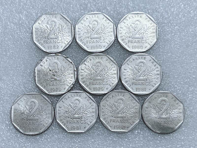 第一海外回流一元起拍收藏 散集专场  第282期 - 法国2法郎硬币 10枚