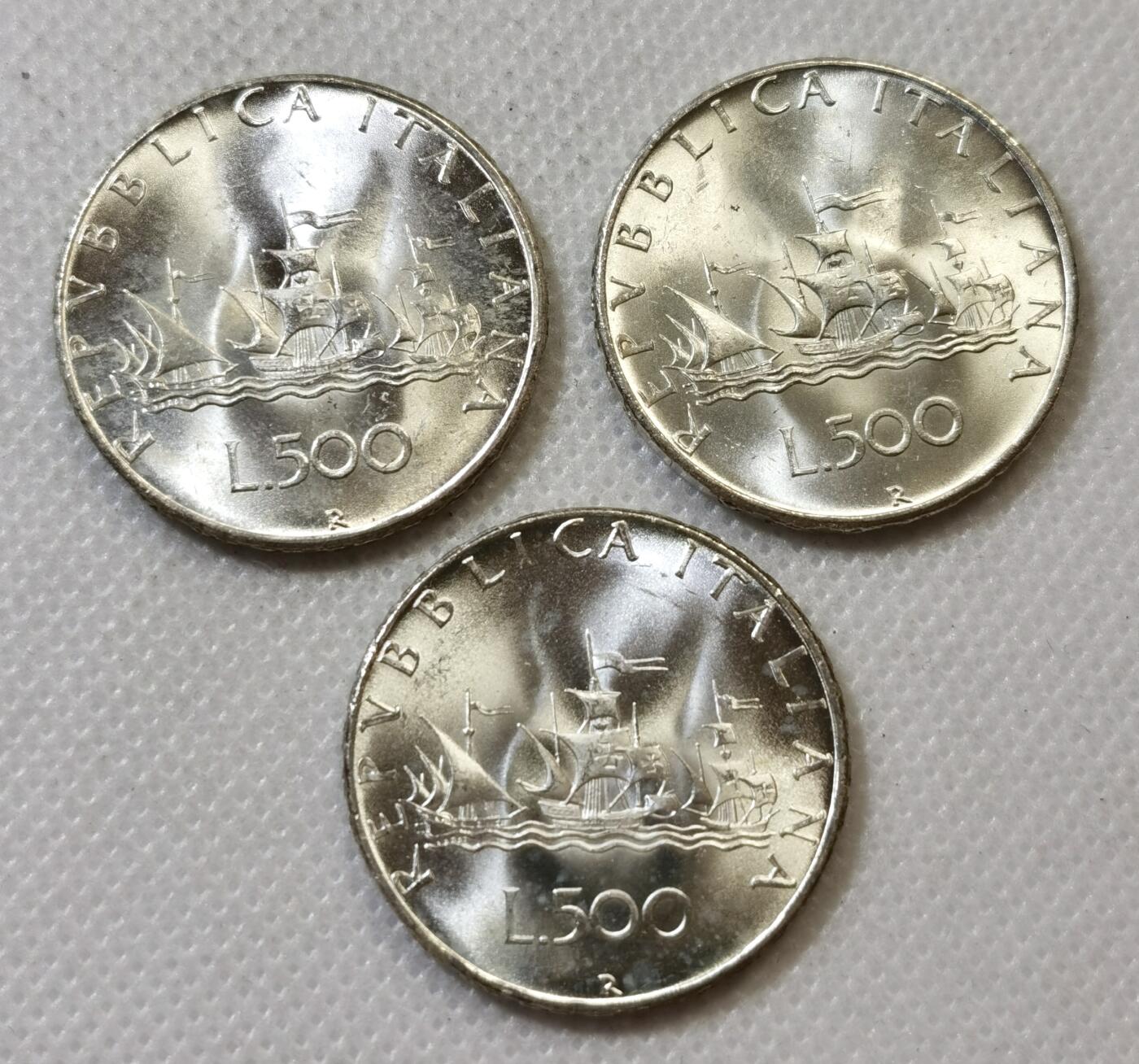 甄臻铺-世界币章拍卖（第45期）精品场拍品征集中，送拍享返佣金等优惠多多 3枚意大利帆船少女500里拉银币 卷拆BU极美品，细节见图