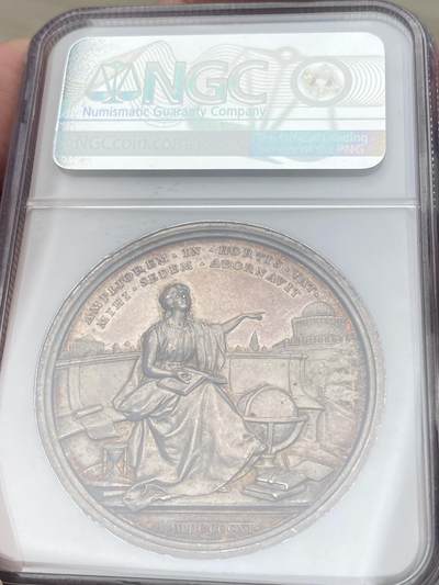 万国钱币拍卖第058期（万国新年大拍） NGC MS61 1911年梵蒂冈教皇国庇护十世第八届新梵蒂冈天文台纪念大银章 罗马造币厂铸 原味火烧云均匀虹彩包浆