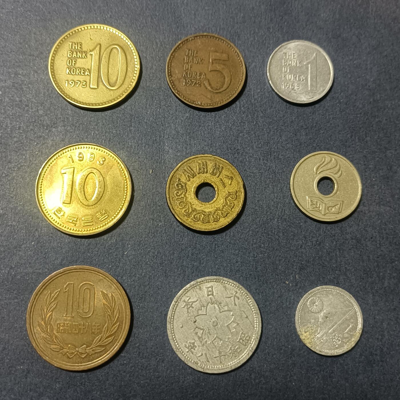 【游宝包邮场】蛇年第102期 英系国家硬币 日本/韩国 9枚