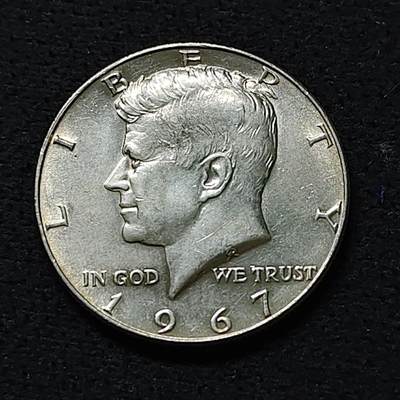 【全场包邮】纯粹捡漏拍488场（免费代拍第25场） - 美国1967年肯尼迪半元（30.6毫米11.5克）银币
