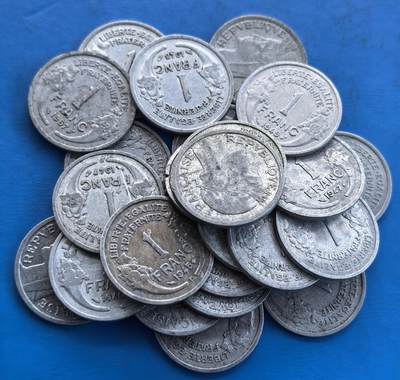 外国优质老铜币高银银币，周六九点倒数截拍，满百包邮，持续收拍 - 法国1法郎老币24枚