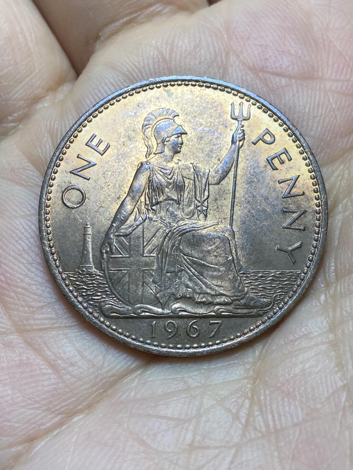 2025年第一百四十场(总第一百六十六场）外国好品散币场(免佣金) 带光好品–英国🇬🇧1967年1便士(伊丽莎白二世青年桂冠第二版，普制币关门年)