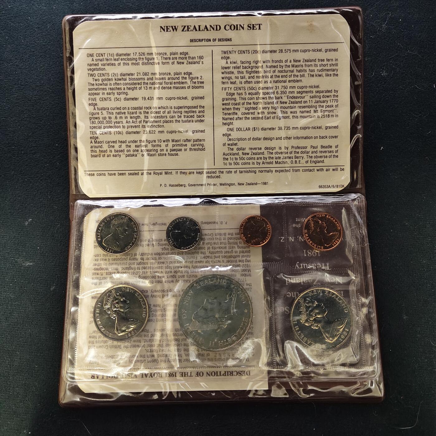 【全场包邮】纯粹捡漏拍489场（免费代拍第26场） 新西兰1981年官方套币-含皇家访问克朗型纪念币