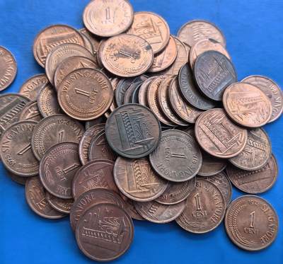 外国优质老铜币高银银币，周六九点倒数截拍，满百包邮，持续收拍 - 新加坡壹分68枚