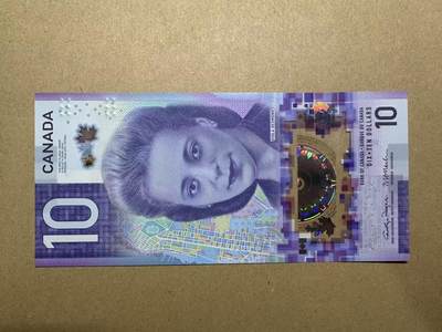 【礼羽收藏】🌏世界钱币拍卖第117期 - （IBNS世界获奖钞）2018年加拿大10元FFM5553168，无47尾168，全新UNC，品相如图