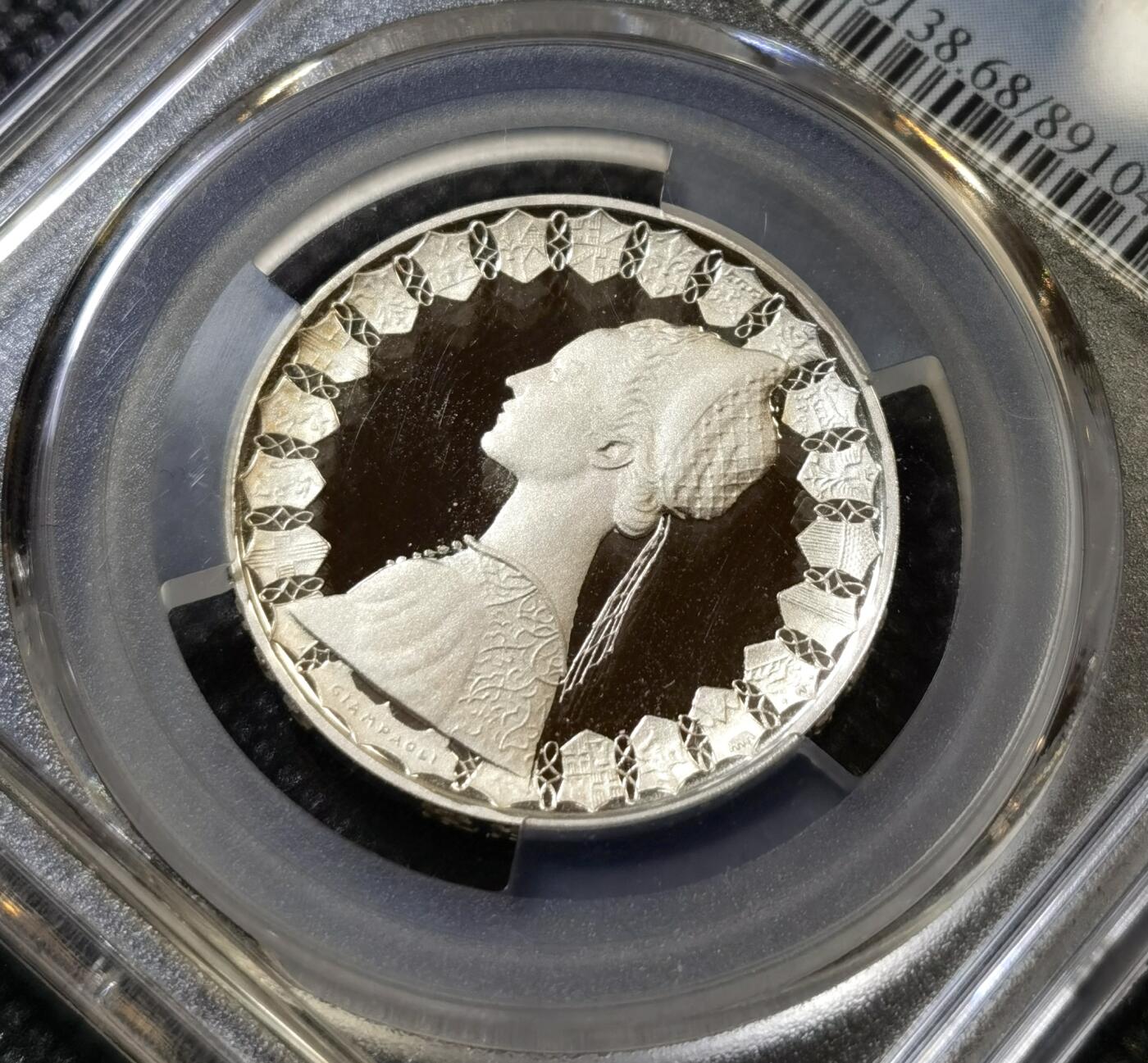 甄臻铺-世界币章拍卖（第45期）精品场拍品征集中，送拍享返佣金等优惠多多 PCGS- PR68DCAM 意大利 帆船少女500里拉 精制银币