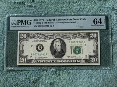 【礼羽收藏】🌏世界钱币拍卖第117期 - 美国 1977年20美元 联邦储备券 PMG64EPQ