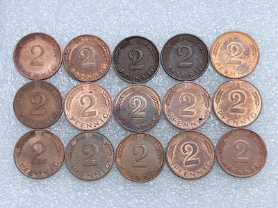 第一海外回流一元起拍收藏 散集专场  第282期 - 德国2芬尼硬币 15枚
