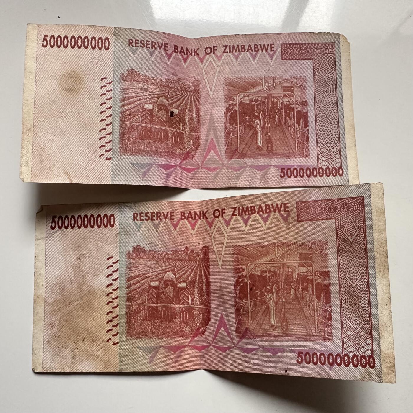 🌹外币初藏🌹🐯2025年第145场  每周二四六晚8️⃣点 接代拍 津巴布韦2008版50亿2张 —10