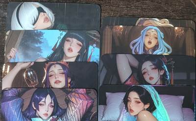 花开卡拍第53期（12月28号周日截拍，品控勿拍!!!拍品不寄存，运费5元，自制卡难免瑕疵，可能存在轻微撞角爆边等出厂瑕疵，品控介意勿拍！） - 墨卡文创 艺术单卡 8张 彩闪