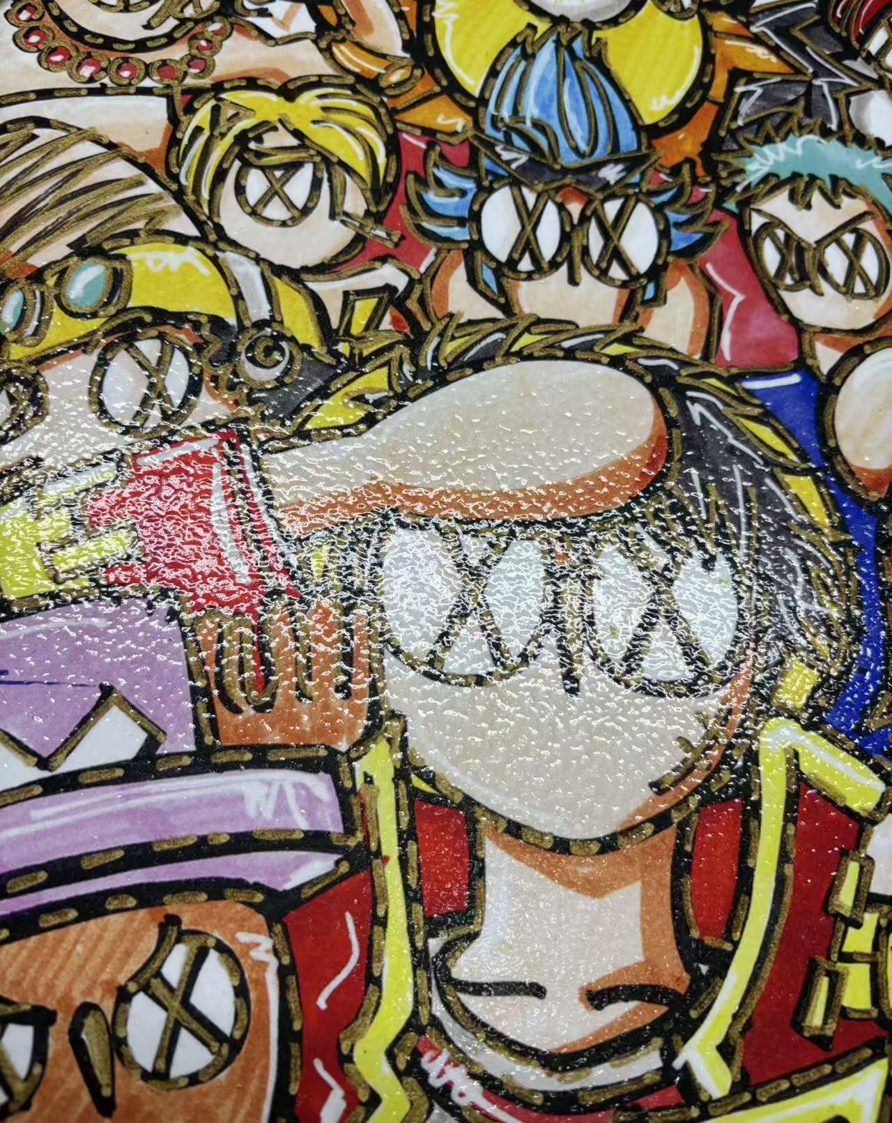 零元拍：OWSON 系列作品装饰肌理画《海贼王》，相框尺寸35/35CM。因展品出展，镜框可能有轻微划痕，介意勿拍