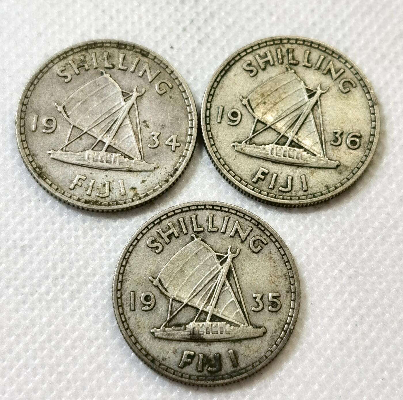 甄臻铺-世界币章拍卖（第45期）精品场拍品征集中，送拍享返佣金等优惠多多 斐济193*年乔治五世1先令银币3枚