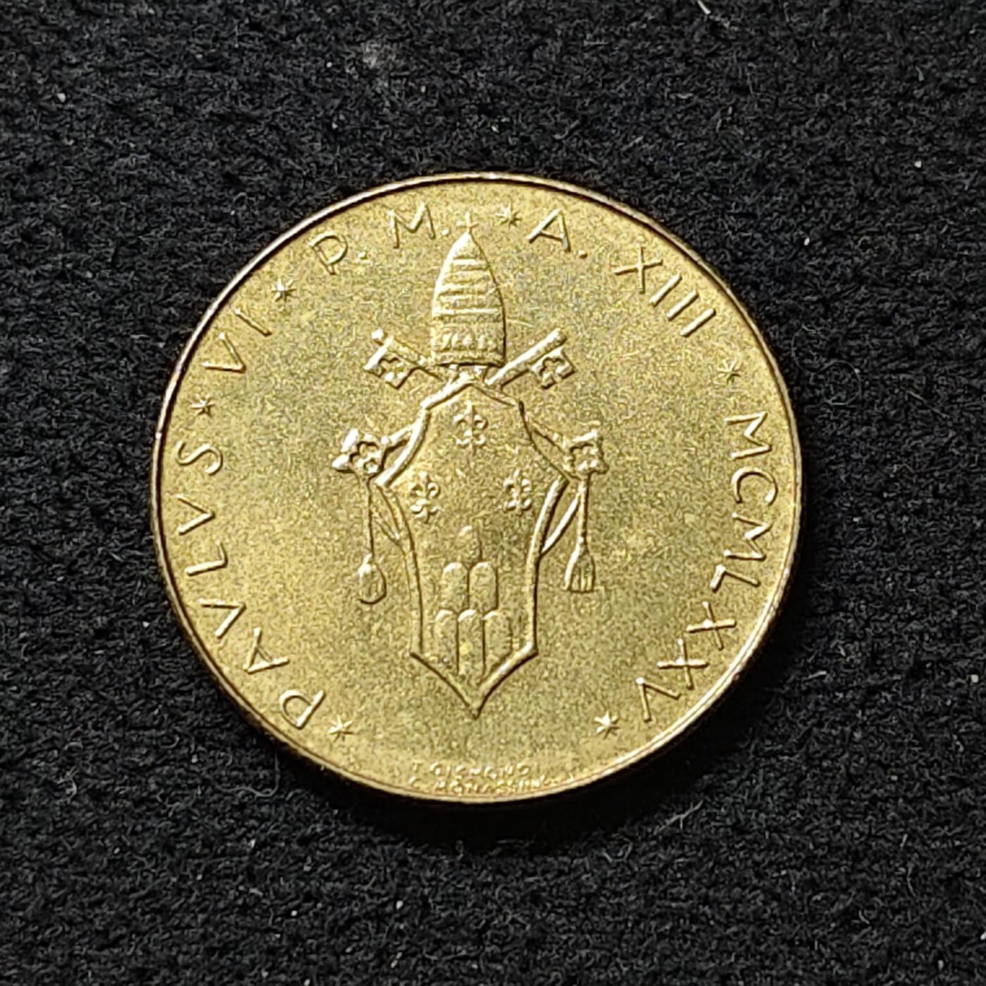 【全场包邮】纯粹捡漏拍488场（免费代拍第25场） 梵蒂冈1975年20里拉-图案源自圣经诗歌“神啊，我的心切慕你，如鹿切慕溪水”