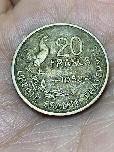 2025年第一百四十场(总第一百六十六场）外国好品散币场(免佣金) - 法兰西第四共和国1950年20法郎(头像后单排字首发年，4羽版)