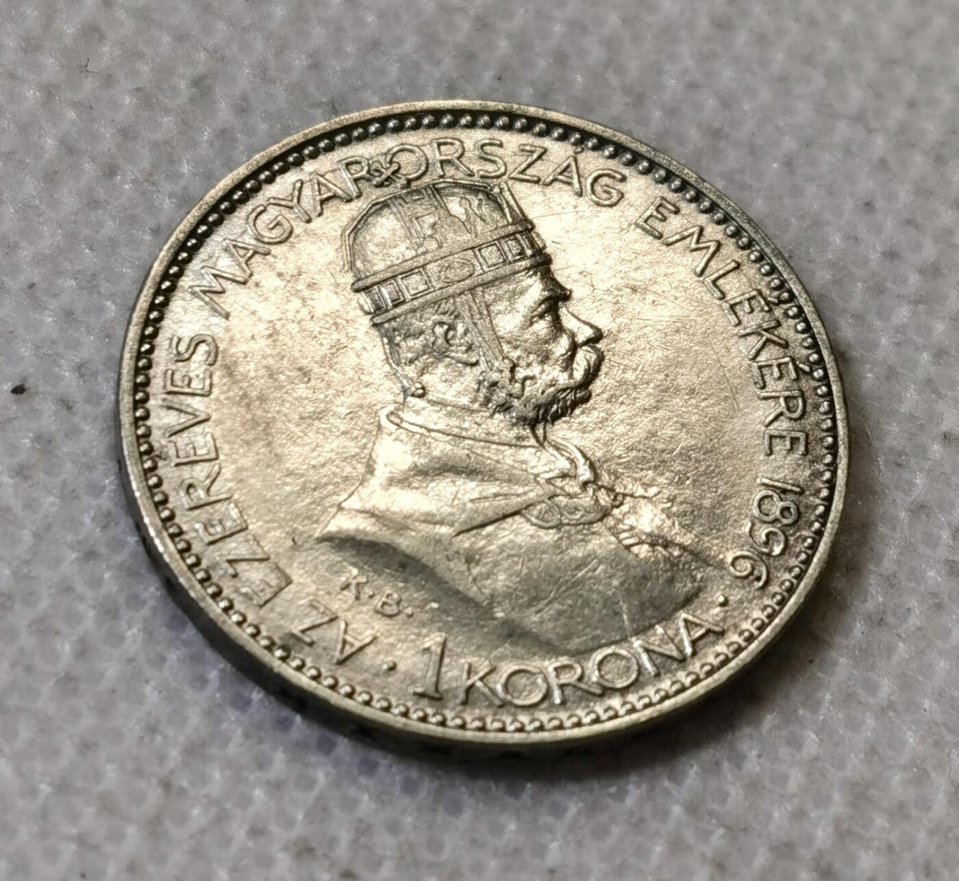 甄臻铺-世界币章拍卖（第45期）精品场拍品征集中，送拍享返佣金等优惠多多 匈牙利1896年建国千年1克朗银币 稀少品种 1896年阿尔帕德大公带领马扎尔人定居匈牙利建国纪念
