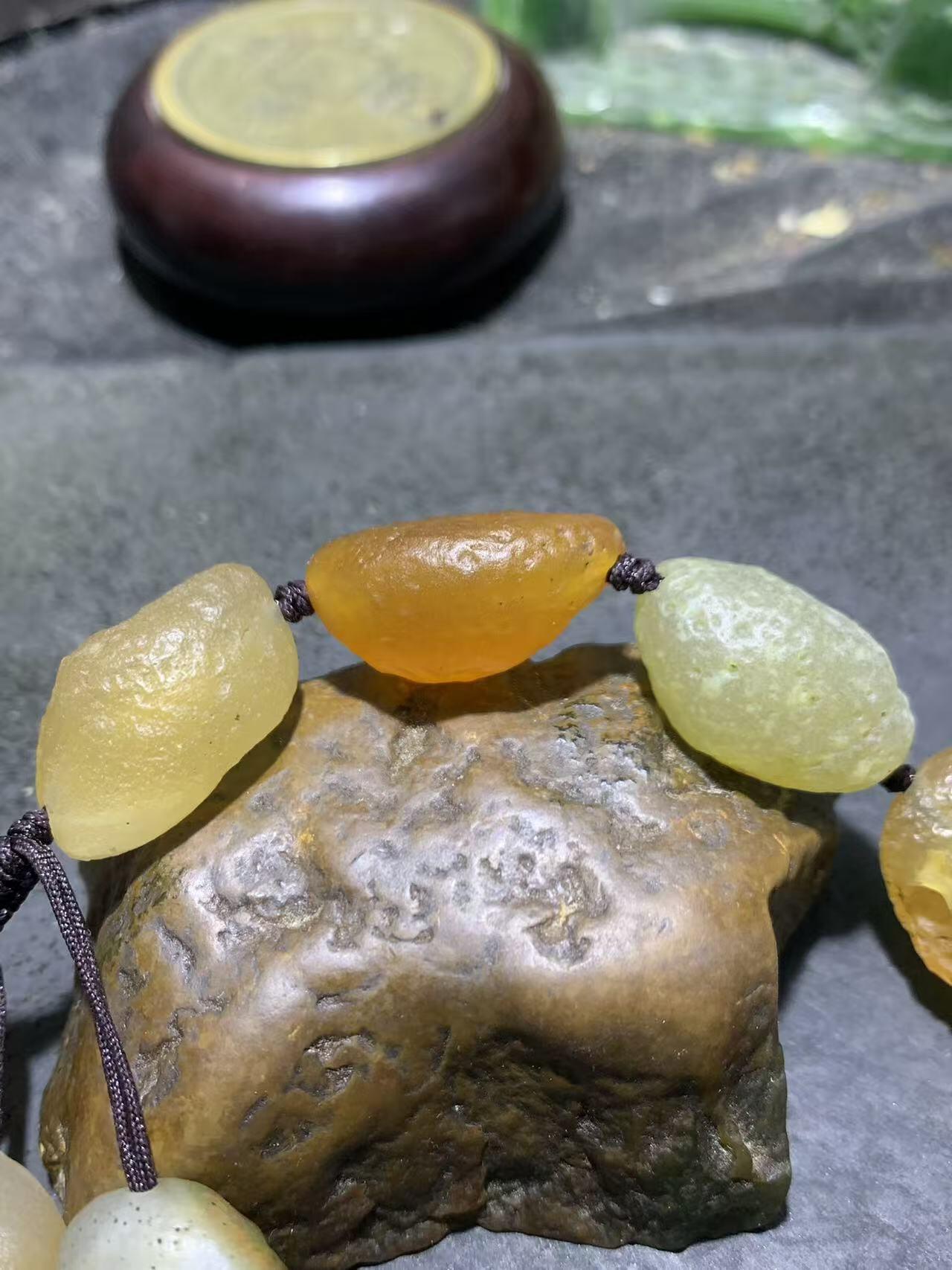 放一条福利！精美天然戈壁阿拉善玛瑙大颗粒原石编织手串一条