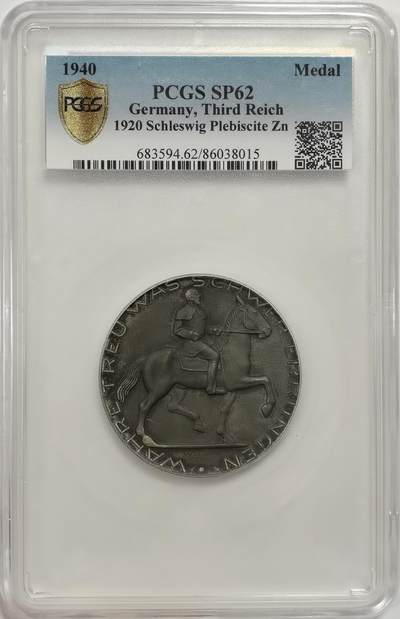 博洋堂世界钱币拍卖第154期（全场包邮） - PCGS SP62 德三石勒苏益格公投纪念大锌章，50mm尺寸加大盒子！