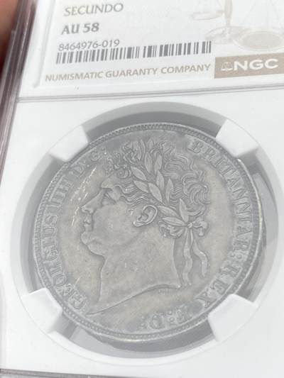 万国钱币拍卖第058期（万国新年大拍） NGC AU58 1821年SECUNDO英国乔治四世马剑克朗 英国马剑系列中的名誉品种 Pistrucci倾力之作 浓郁酱彩 高点极佳