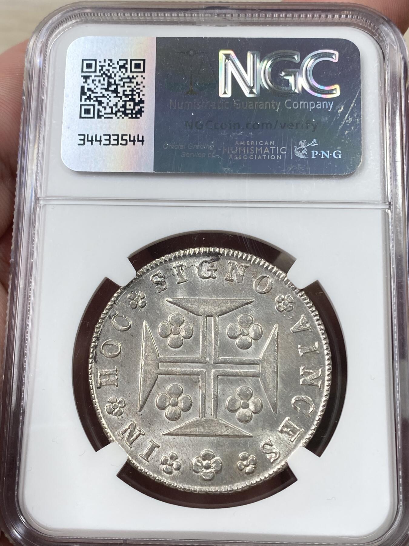 万国钱币拍卖第058期（万国新年大拍） NGC MS65 1833年葡葡萄牙玛利亚二世400R银币 BU粉光炸裂顶级品质 大量流通品种 好品难寻 NGC亚军分更高仅一枚 