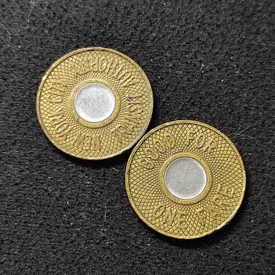 【全场包邮】纯粹捡漏拍488场（免费代拍第25场） - 【代币】美国纽约地铁双色代币2枚一组 BU品相