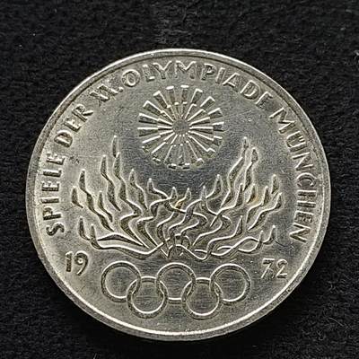 【全场包邮】纯粹捡漏拍489场（免费代拍第26场） - 德国联邦德国1972年10马克慕尼黑奥运会（32.5毫米15.5克）纪念银币-火焰