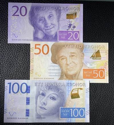 【礼羽收藏】🌏世界钱币拍卖第117期 - 瑞典20-50-100克朗小套，(20发行量最少)绝品