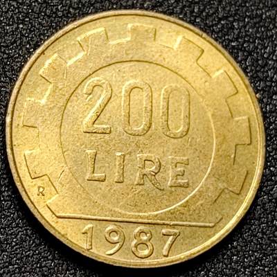 泉币菌-第154场-圣诞节专场 - 1987意大利200里拉铜币 直径24mm 