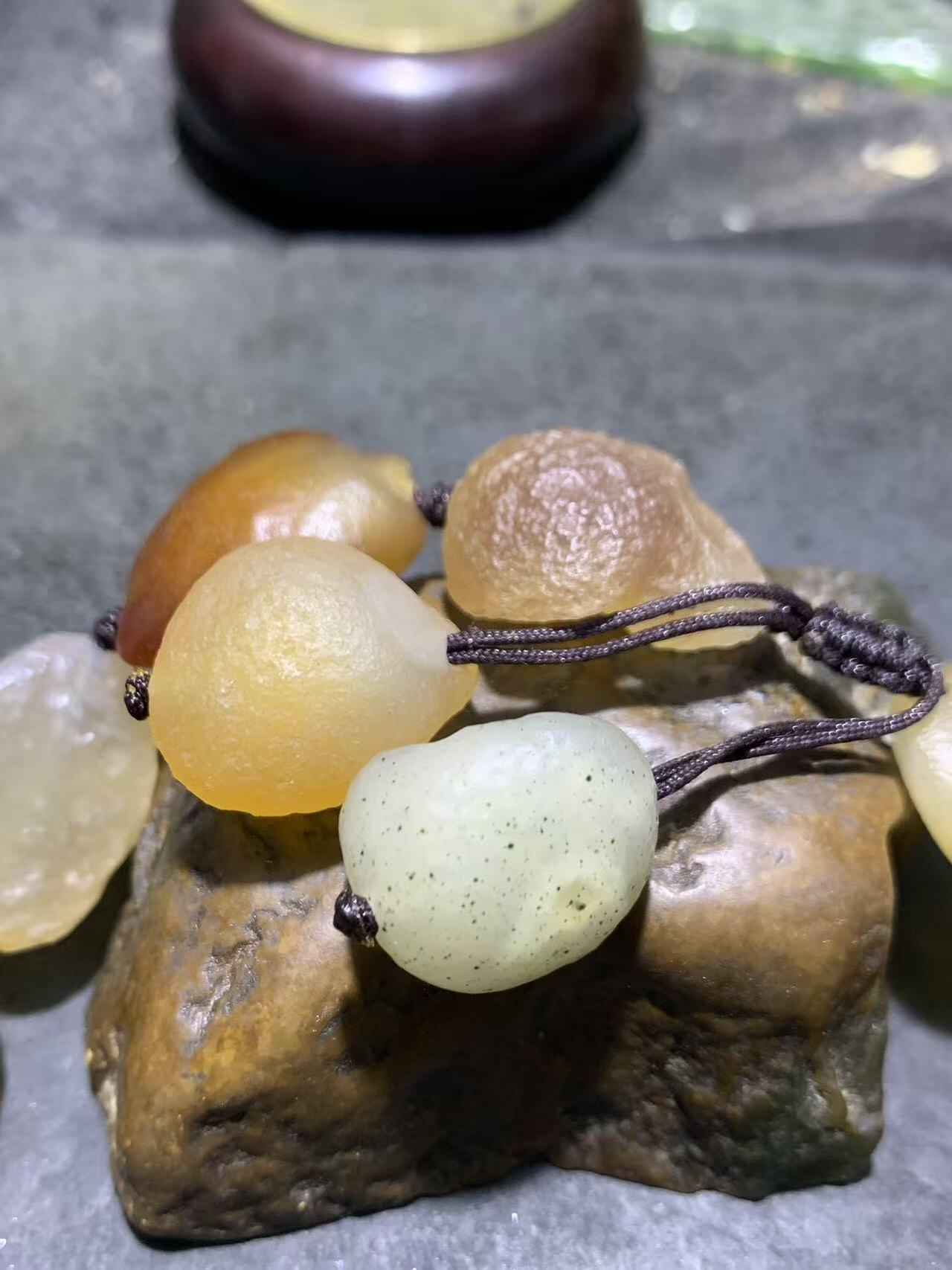 放一条福利！精美天然戈壁阿拉善玛瑙大颗粒原石编织手串一条