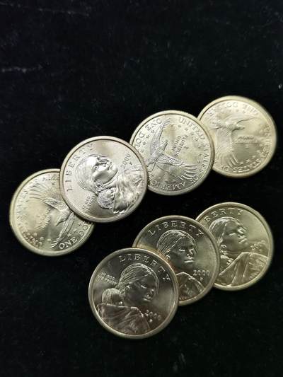 稀有限量2000年美国印第安人头像一美元币，共7枚 - 稀有限量2000年美国印第安人头像一美元币，共7枚