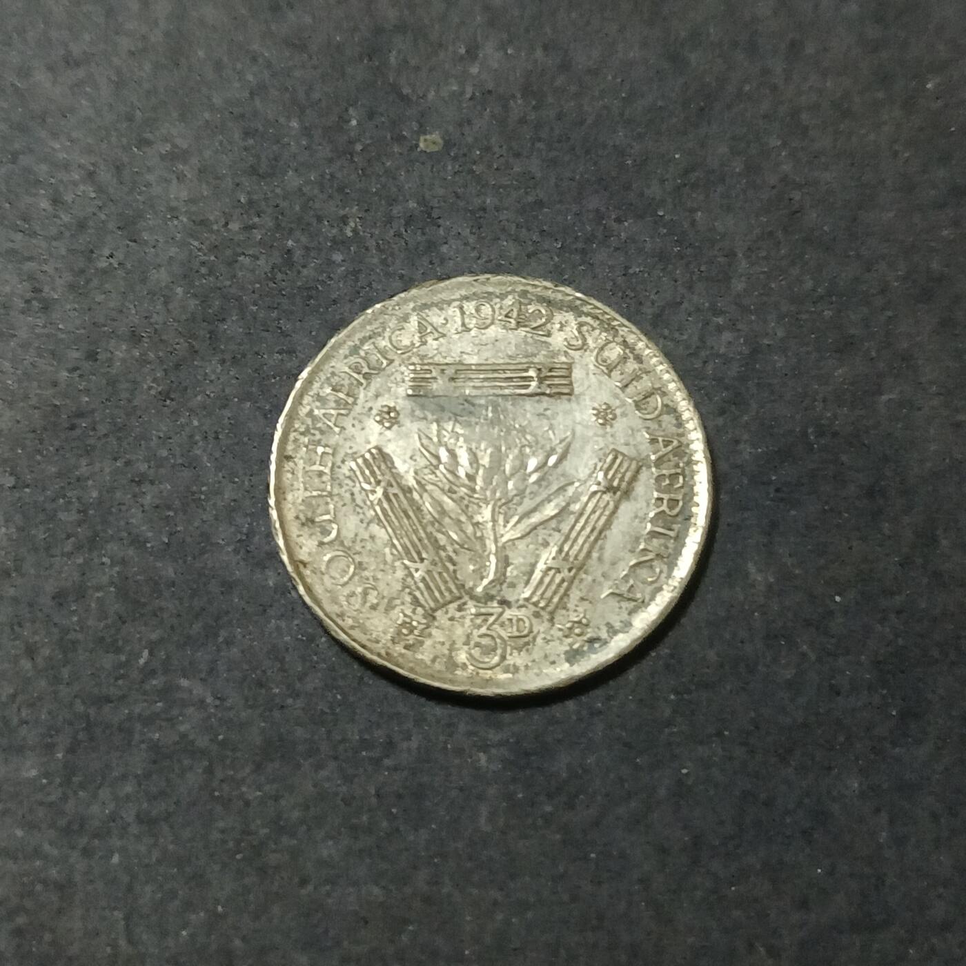 【游宝包邮场】蛇年第102期 英系国家硬币 南非-3便士银币 1942年