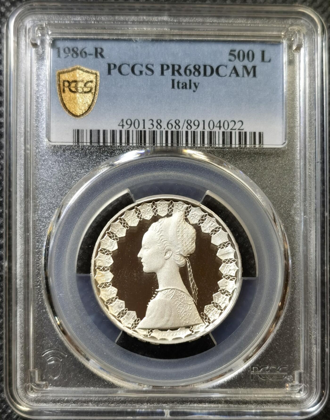 甄臻铺-世界币章拍卖（第45期）精品场拍品征集中，送拍享返佣金等优惠多多 PCGS- PR68DCAM 意大利 帆船少女500里拉 精制银币