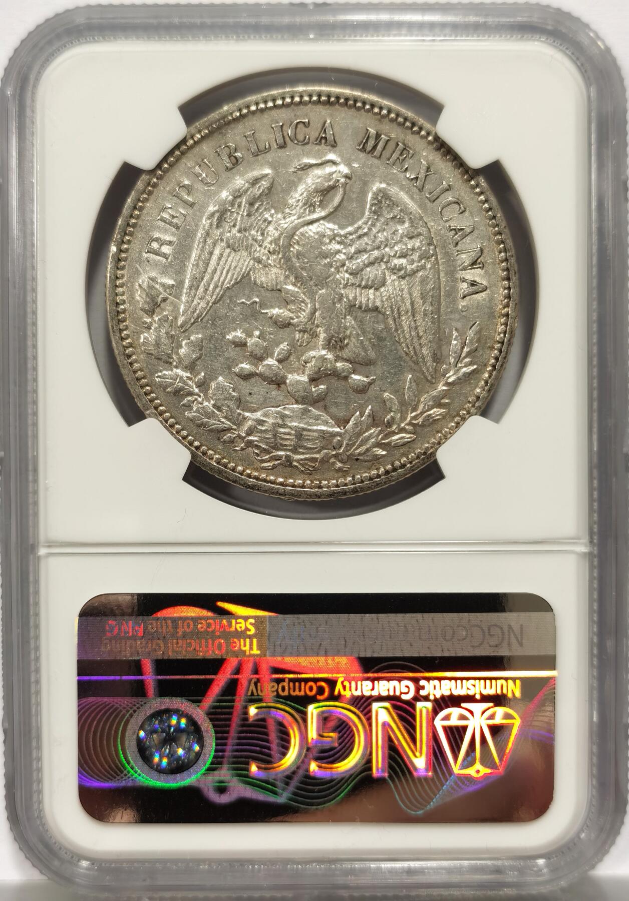 博洋堂世界钱币拍卖第154期（全场包邮） NGC AU53 墨西哥直边鹰洋1908MO GV 带光